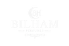 A faint, low-contrast white logo for BH Bilham Perfumes on a white background.